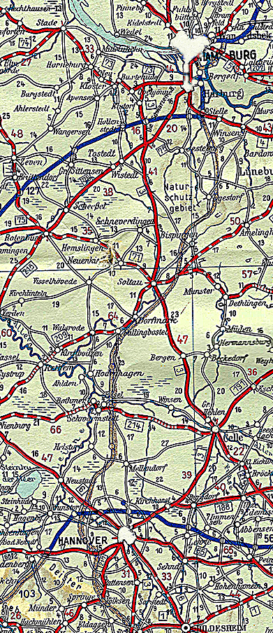Reichsstraßenkarte Hamburg bis Hannover